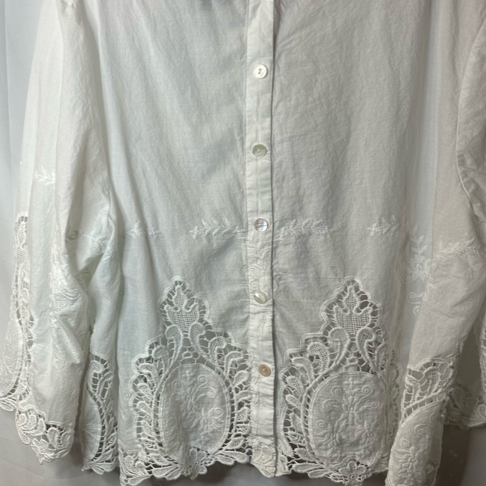 Cynthia Rowley White Lace Trim Top - Picture 9 of 14